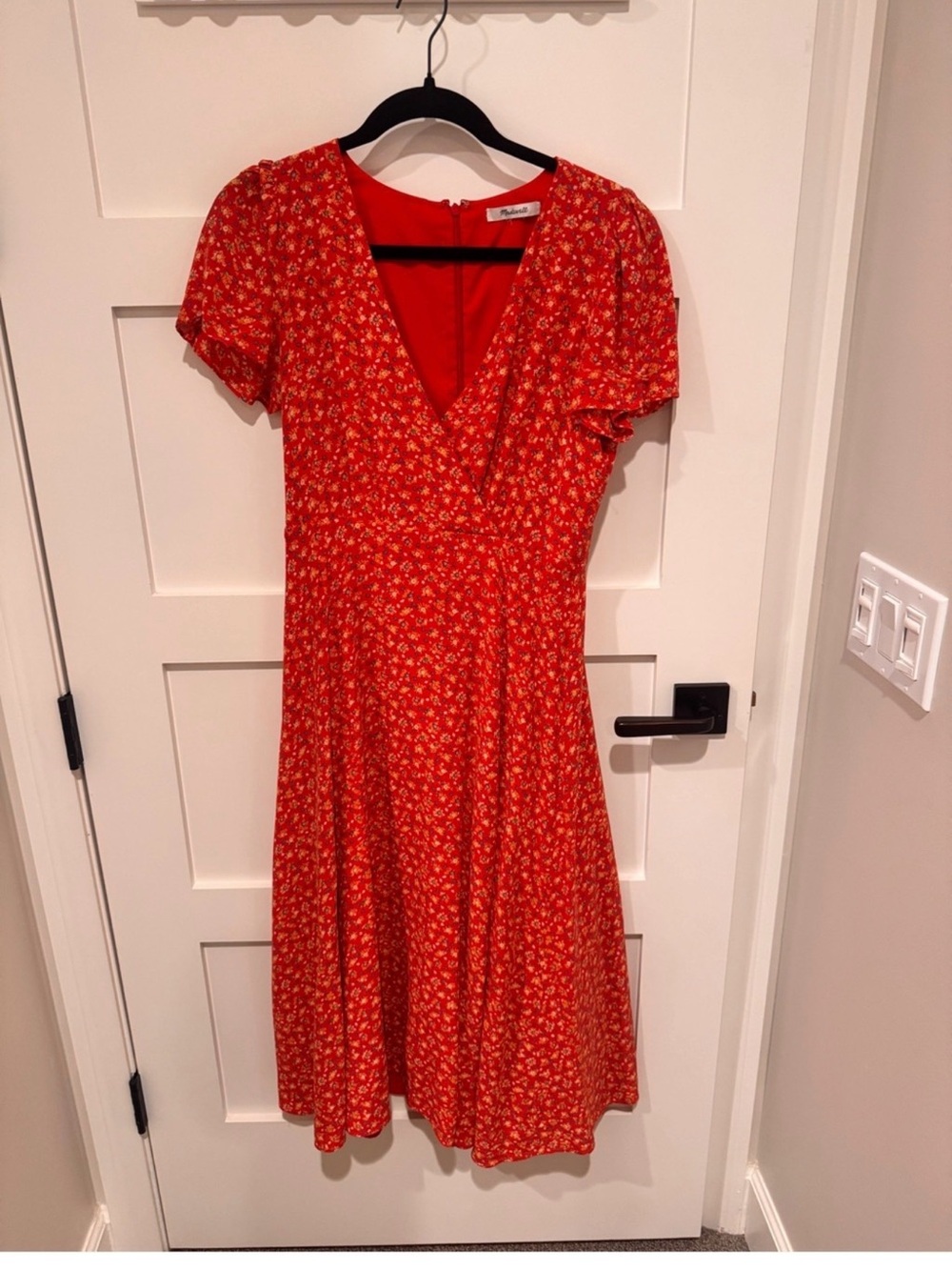 Madewell Red Floral Midi Dress 6-8